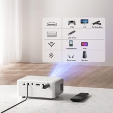 Mini-projektor AKIYO O1 Wi- Fi / Bluetooth, Full HD 1080P állvánnyal