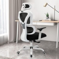 Poškodovana Ni KERDOM KERDER KD9070 Office Chahor Beli Ergonomski stol z mrežo in glavo