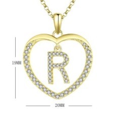 Halsband Kvinnors visdom med hjärtformat brev, brev R, guld