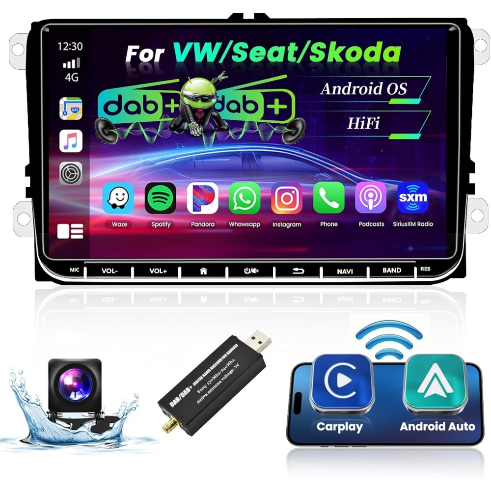 Hikity Car Radio UK-C216, DAB / DAB + Carplay para VW