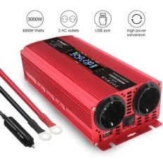 Lvyuan 24V, 230V, 1500W / 3000W Inverter, 2 EU-uttag