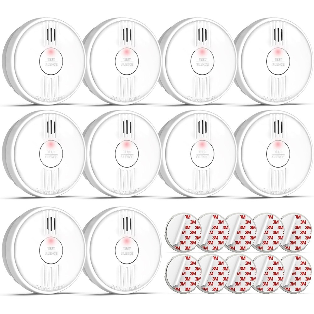 Putogesafe Z206c Sensor de fumaça, sensor de fumaça com bateria removível, 10 pcs.