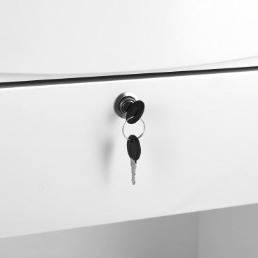 Empfangstheke Gabbiano G26W Weiß — Detailaufnahme Etikett