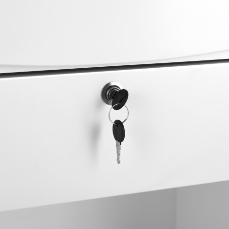 Gabbiano Reception Desk G26W White — close-up of the label
