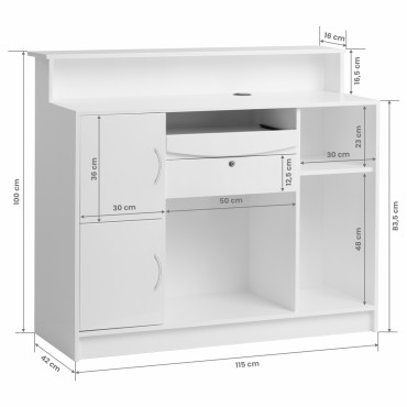 Bureau d'Accueil Gabbiano G26W Blanc — vue de face