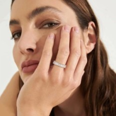 Anel Chicsilver com prata 925 com zircônia cúbica, tamanho 67