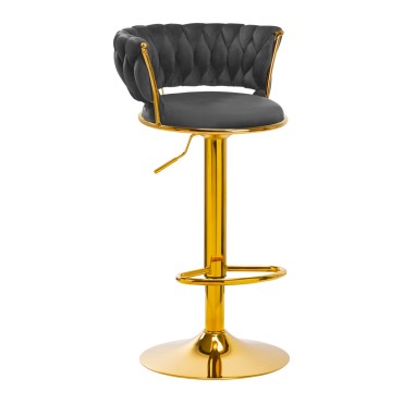 4Rico Bar Hocker QS-B313a sivý zamat — pohľad spredu