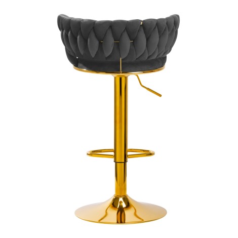 4Rico Bar Hocker QS-B313a γκρι βελούδο — προβολή από πλάι