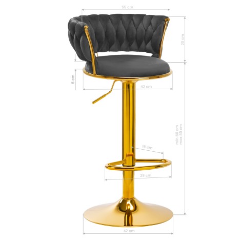 Taburete de Bar 4Rico QS-B313a en Terciopelo Gris — vista frontal