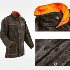 Veste de protection en cuir pour le soudage, taille L.