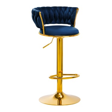 4Rico Barhocker QS-B313a Navy Samt — Vorderansicht