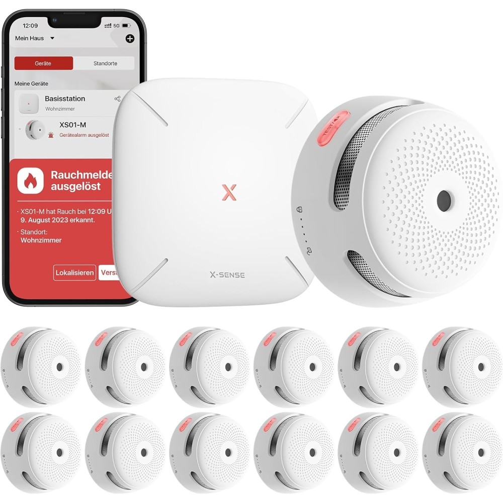 Detector de fumaça XS01-M inteligente XS01-M, WLAN, 12 PCs, conjunto incompleto