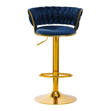 Taburete de Bar 4Rico QS-B313a Terciopelo Azul Marino — vista frontal