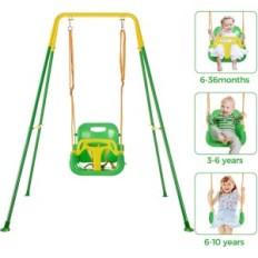 Funlio Swing de niños con 4 arenas con arena, verde claro