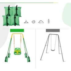Balanço de crianças de funlio com 4 areias com areia, verde claro
