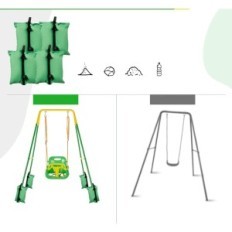 Balanço de crianças de funlio com 4 areias com areia, verde claro