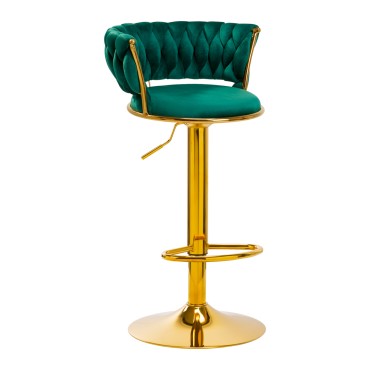 Sgabello Bar 4Rico QS-B313a velluto verde regolabile — vista frontale