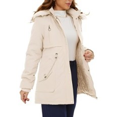 Women's Winter Jacket Hvepuo med pels vind, beige, l