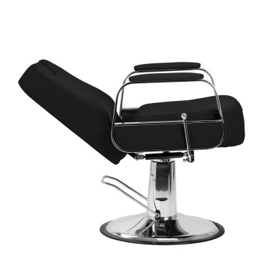 Barberská stolička Gabbiano Rufo čierna — bočný pohľad