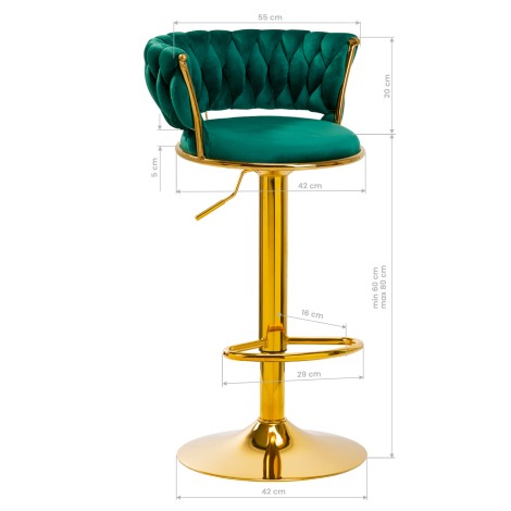 4Rico Bar Hocker QS-B313a green velvet — front view