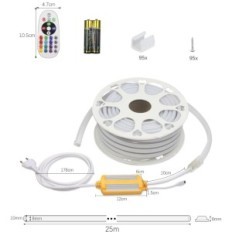 LED NEON ALITOVA RGB 25M 230V, 80 LED / M IP65, IR dálkové ovládání