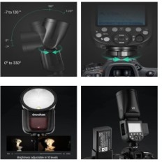 Flash Godox V1N para Nikon con cabeza redonda TTL 76 W, 1/8000 HSS