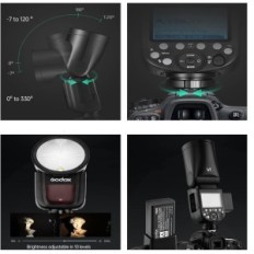 Flash GeSox V1N už Nikon su apvalia TTL galvutė 76 W, 1/8000 HSS