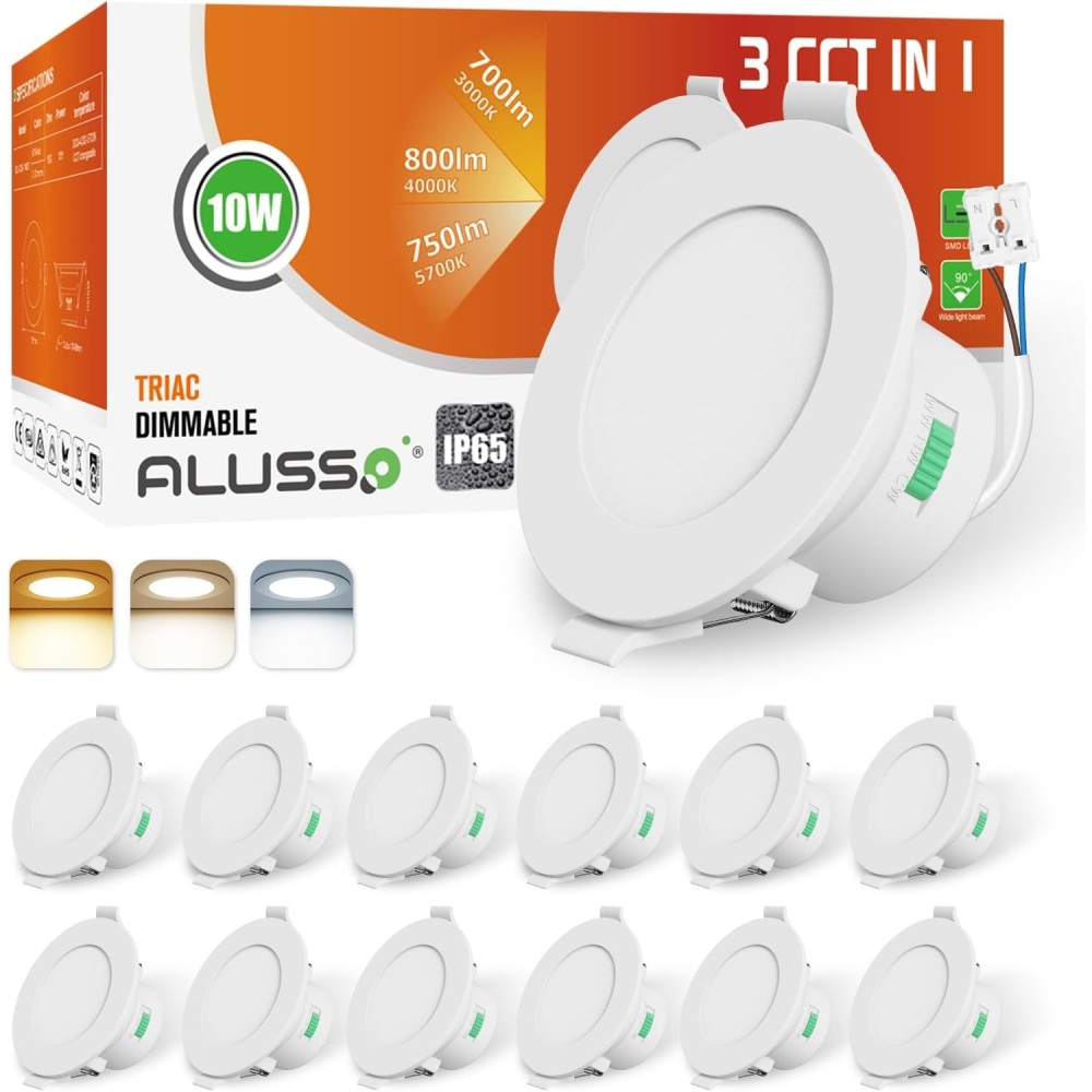 LED mennyezeti lámpák ALUSSO IP65, 10W 800LM, 3000K / 4000K / 5700K, 12 db.