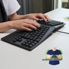 Kabelová mechanická klávesnice Perixx Periboard-335br, Ergonomická, černá