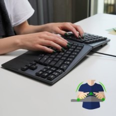 Kablet mekanisk tastatur Perixx Periboard-335BR, ergonomisk, svart