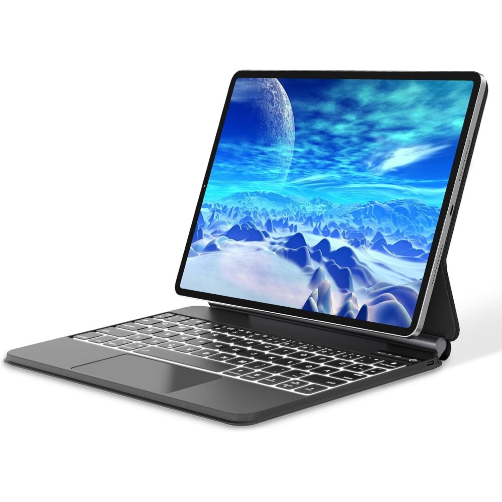 Fogari-näppäimistö iPad Pro 12.9, palapeli, taustavalo, musta