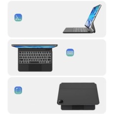 Tastiera FOGARI per iPad Pro 12.9, con puzzle, con retroilluminazione, nero