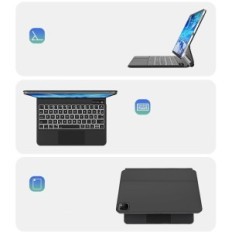 Fogari-Tastatur für iPad Pro 12.9, mit Puzzle, mit Hintergrundbeleuchtung, schwarz