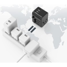 Adaptateur de voyage universel Tessan 633FC, 3 USB et 1 USB C, 2500 W, Noir