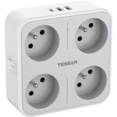 Francoska zidna vtičnica Tessan TS-302-FR-C, 4000 W, 2 USB-A in 1 USB-C