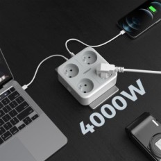 Presa da parete francese Tessan TS-302-FR-C, 4000 W, 2 USB-A e 1 USB-C