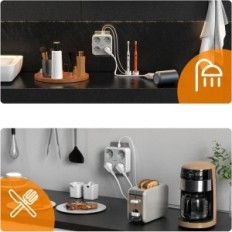 Prise murale française Tessan TS-302-FR-C, 4000 W, 2 USB-A et 1 USB-C