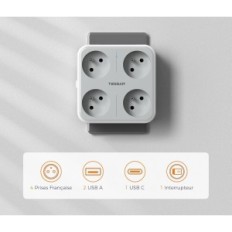 Fransk vägguttag Tessan TS-302-FR-C, 4000 W, 2 USB-A och 1 USB-C