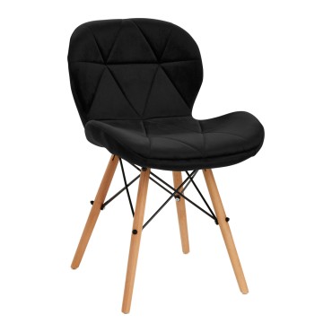 Silla cosmética 4Rico QS-186 terciopelo negro — vista frontal