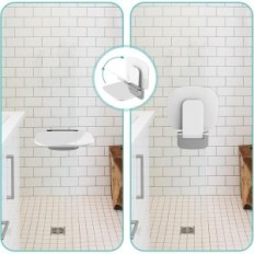 Faltender HEUFFFE-Sitz für Dusche, 32,8 x 35 x 27,5 cm, weiß
