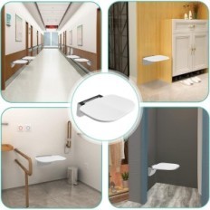 Asiento de la heufffe plegable para ducha, 32.8 x 35 x 27.5 cm, blanco