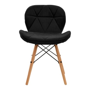 Sedia cosmetica 4Rico QS-186 velluto nero — vista frontale