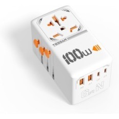 Univerzální cestovní adaptér Tessan T7659, 100 W GAN s 2 USB C, 2 USB A