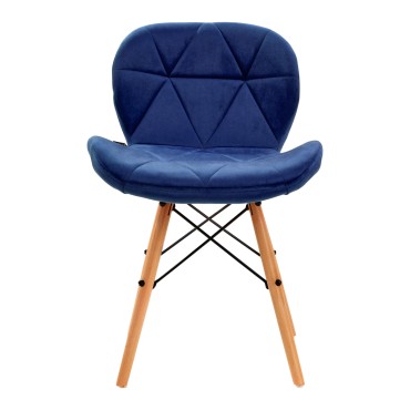 Sedia cosmetica 4Rico QS-186 velluto blu navy — vista frontale
