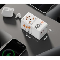 Universal Travel Adapter Tessan T7659, 100 W Gan med 2 USB C, 2 USB A