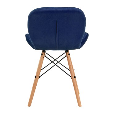 4Rico Cosmetische stoel QS-186 navy fluweel — achteraanzicht