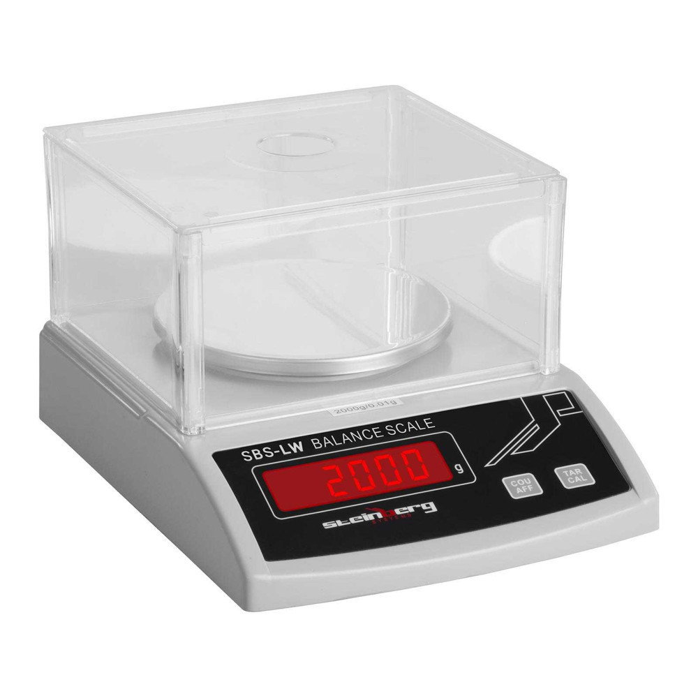 Precīza laboratorijas svars ar stikla vāku LED displejs 2000g / 0.01g