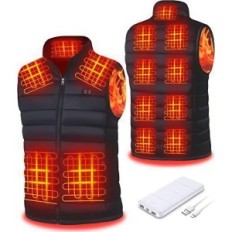 Vest opvarmet ISEW med Power Bank 15000 mAh, l, sort
