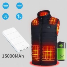Chaleco calentado Seenew con el banco de energía 15000 mah, l, negro