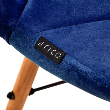 Cadeira Cosmética 4Rico QS-186 em Veludo Azul-Marinho — close-up da etiqueta